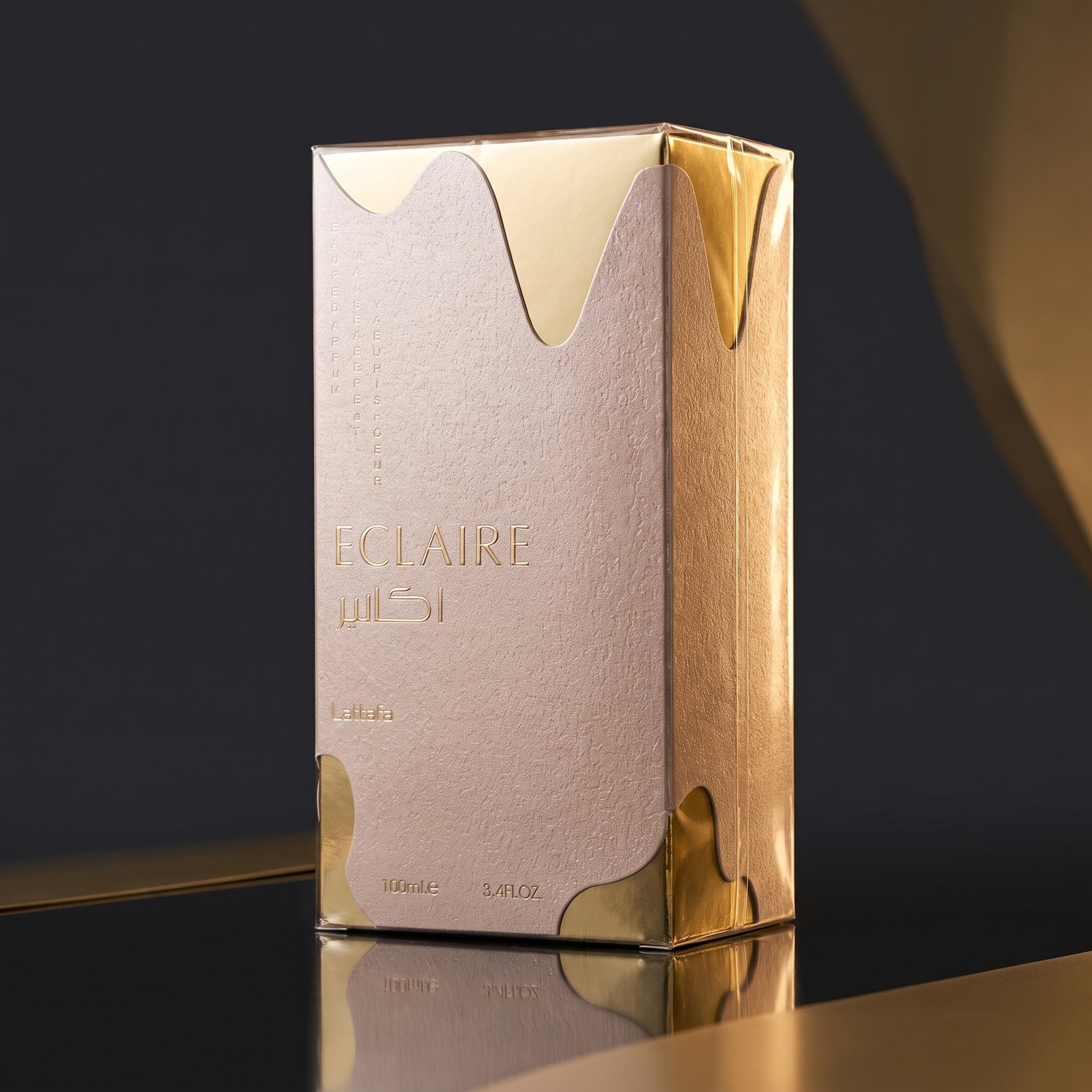 Lattafa Eclaire EDP 100ml photographed in low light