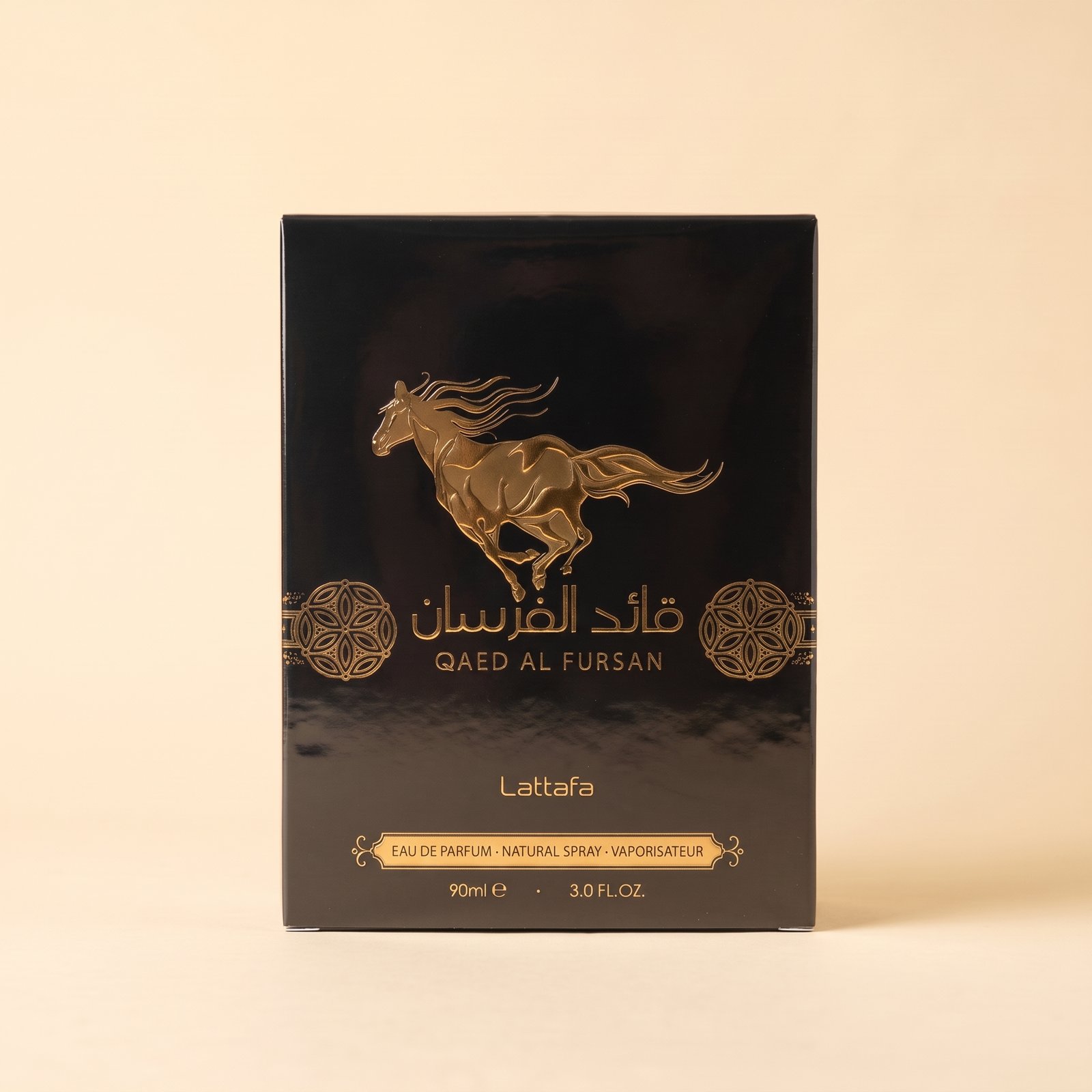 Lattafa Qaed Al Fursan EDP 90ml in its original Lattafa packaging
